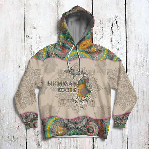 Awesome Michigan Roots Mandala Unisex 3d Hoodie