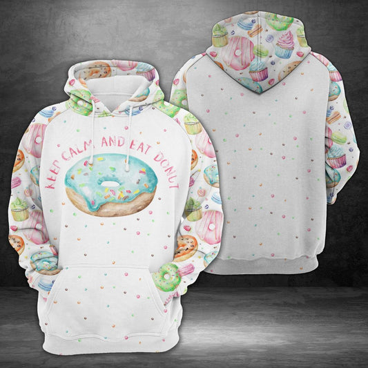Keep Calm And Eat Donut Unisex 3d Hoodie