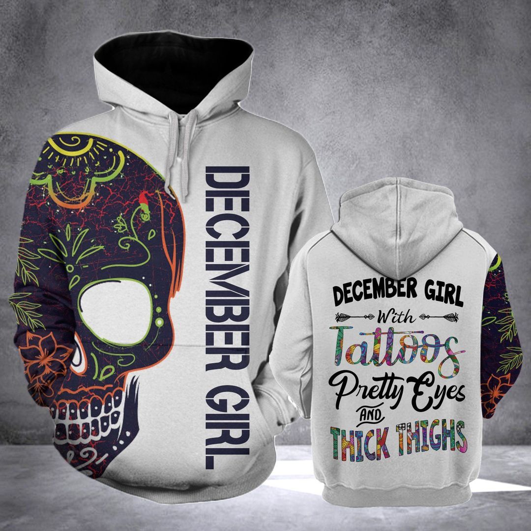 December Girl With Tattoos Unisex 3d Hoodie