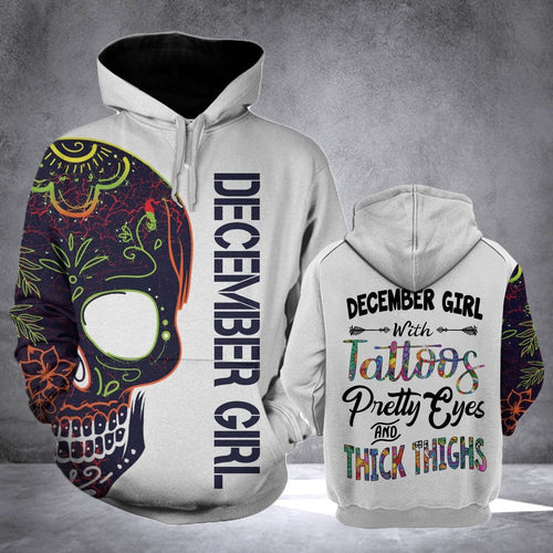 December Girl With Tattoos Unisex 3d Hoodie