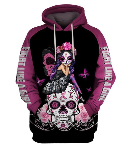 Skull Pink Breast Cancer Unisex 3d Hoodie