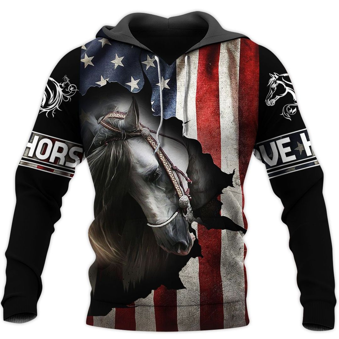Horse White Flag Unisex 3d Hoodie