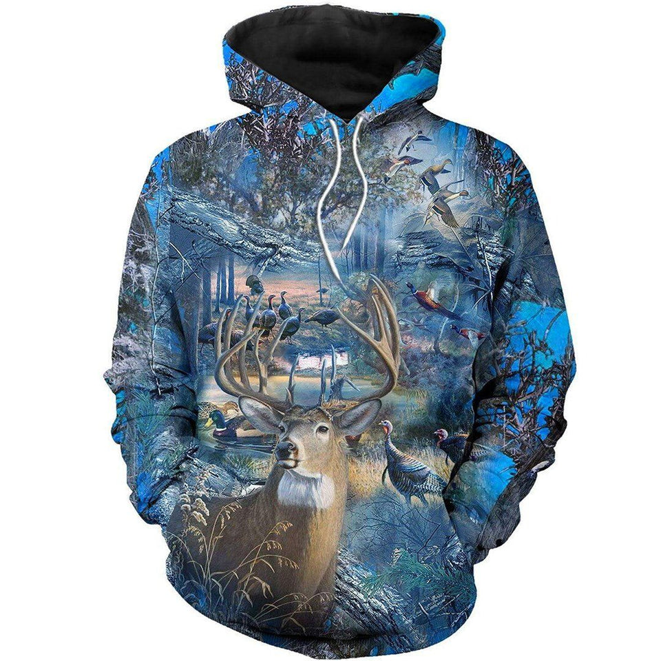 Hunting Camo Blue Unisex 3d Hoodie