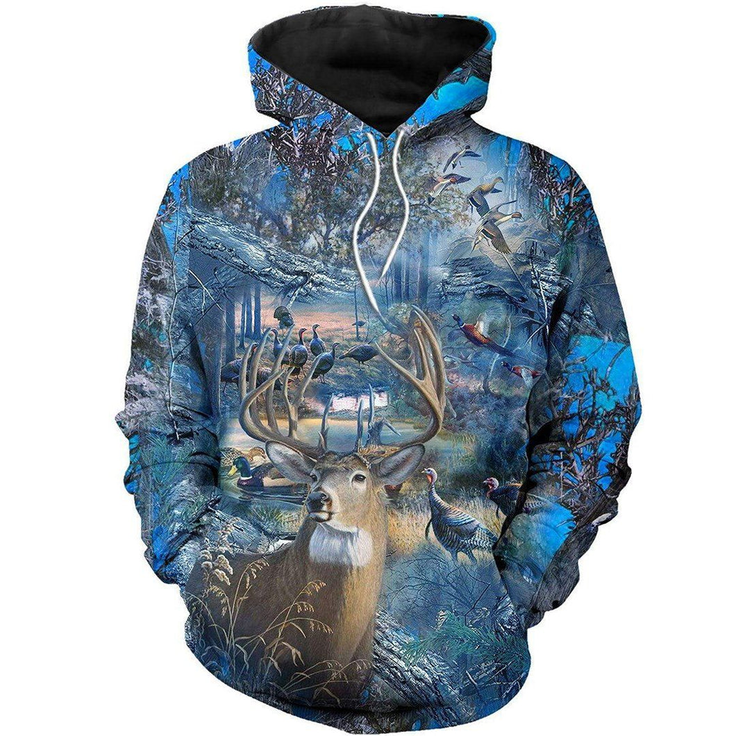 Hunting Camo Blue Unisex 3d Hoodie