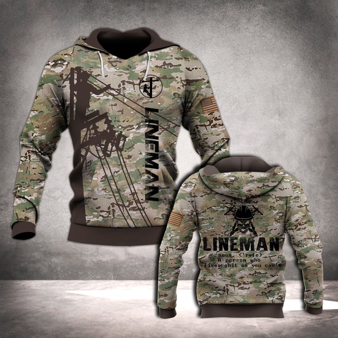 Lineman Camo True Unisex 3d Hoodie