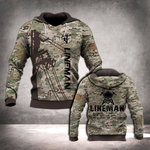 Lineman Camo True Unisex 3d Hoodie