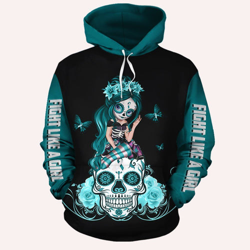 Skull Cervical Cancer Awareness Unisex 3d Hoodie