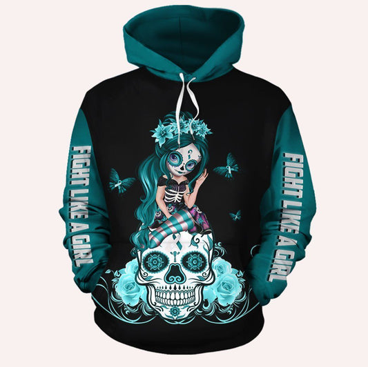 Skull Cervical Cancer Awareness Unisex 3d Hoodie