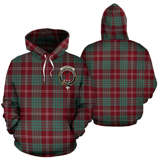 Crawford Tartan Clan Badge Unisex 3d Hoodie