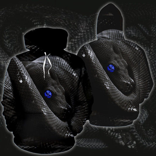 Blue Eye Snake Printed Unisex 3d Hoodie