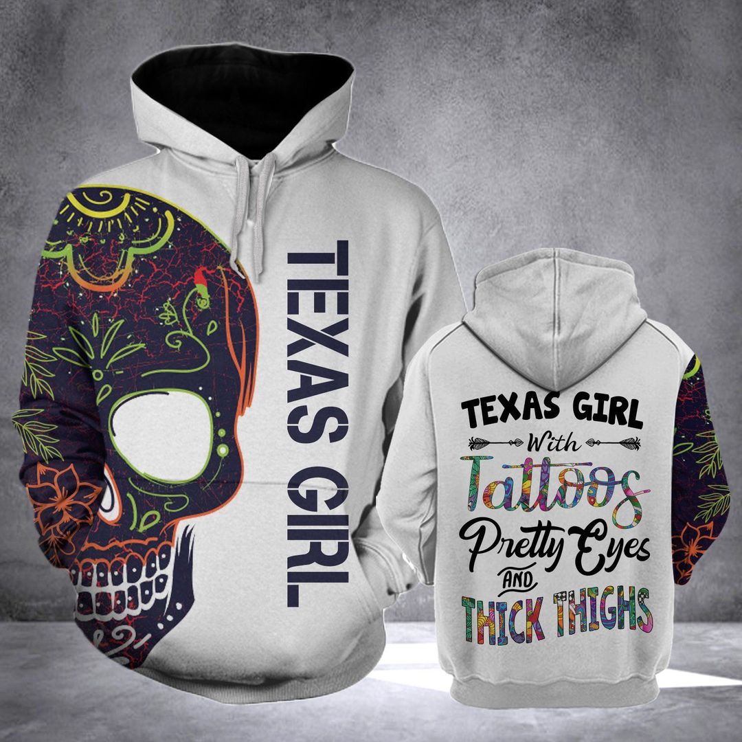 Texas Girl With Tattoos Unisex 3d Hoodie