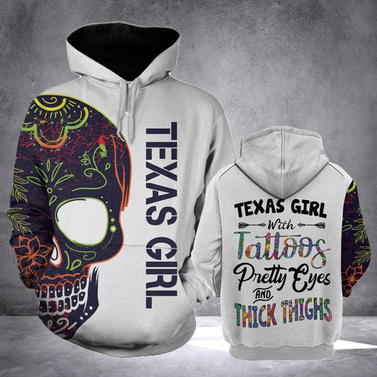 Texas Girl With Tattoos Unisex 3d Hoodie