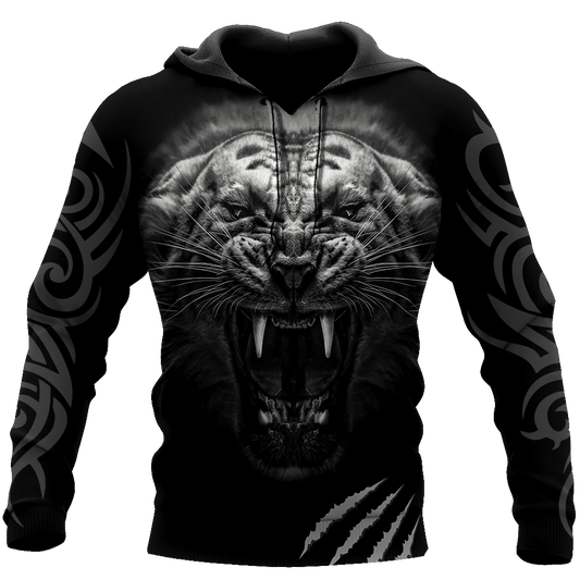 Tattoo White Tiger Over Printed Unisex 3d Hoodie
