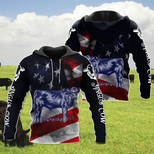 Angus Cow With Flag Black Nice Unisex 3d Hoodie