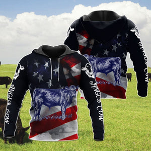 Angus Cow With Flag Black Nice Unisex 3d Hoodie