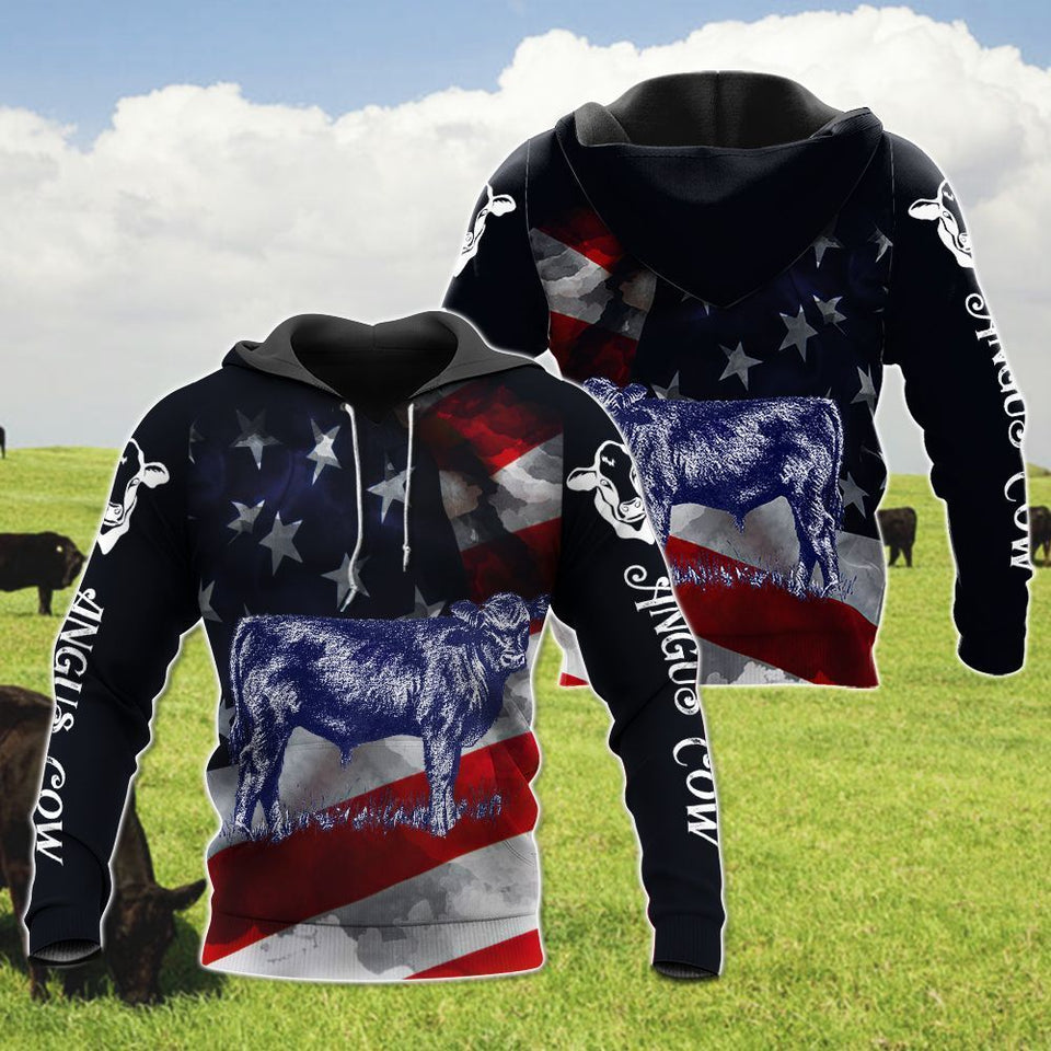 Angus Cow With Flag Black Nice Unisex 3d Hoodie