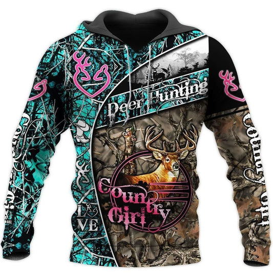 Country Girl Camo Turquoise Nice Unisex 3d Hoodie All Over Print