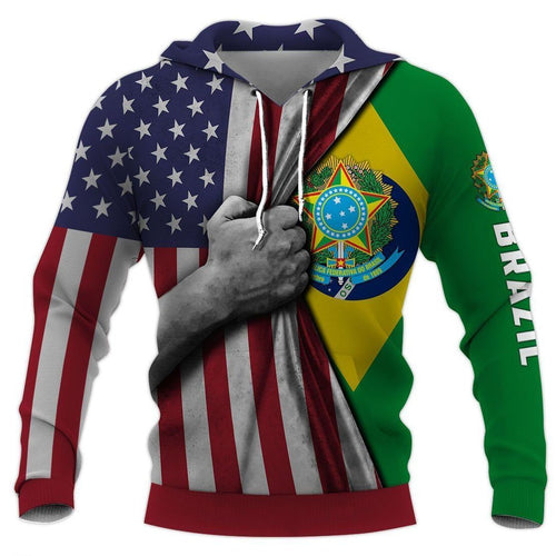 Expart Brazil American Flag High Quality Unisex 3d Hoodie