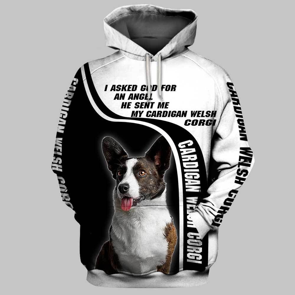 Corgi Black And White Cool Unisex 3d Hoodie