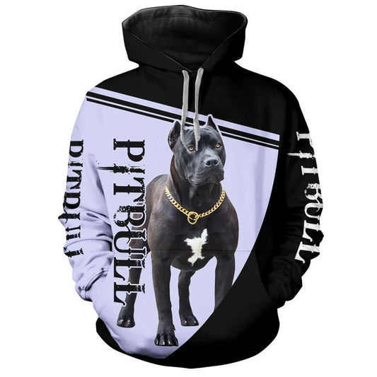 Pitbull Dog Purple Funny Unisex 3d Hoodie