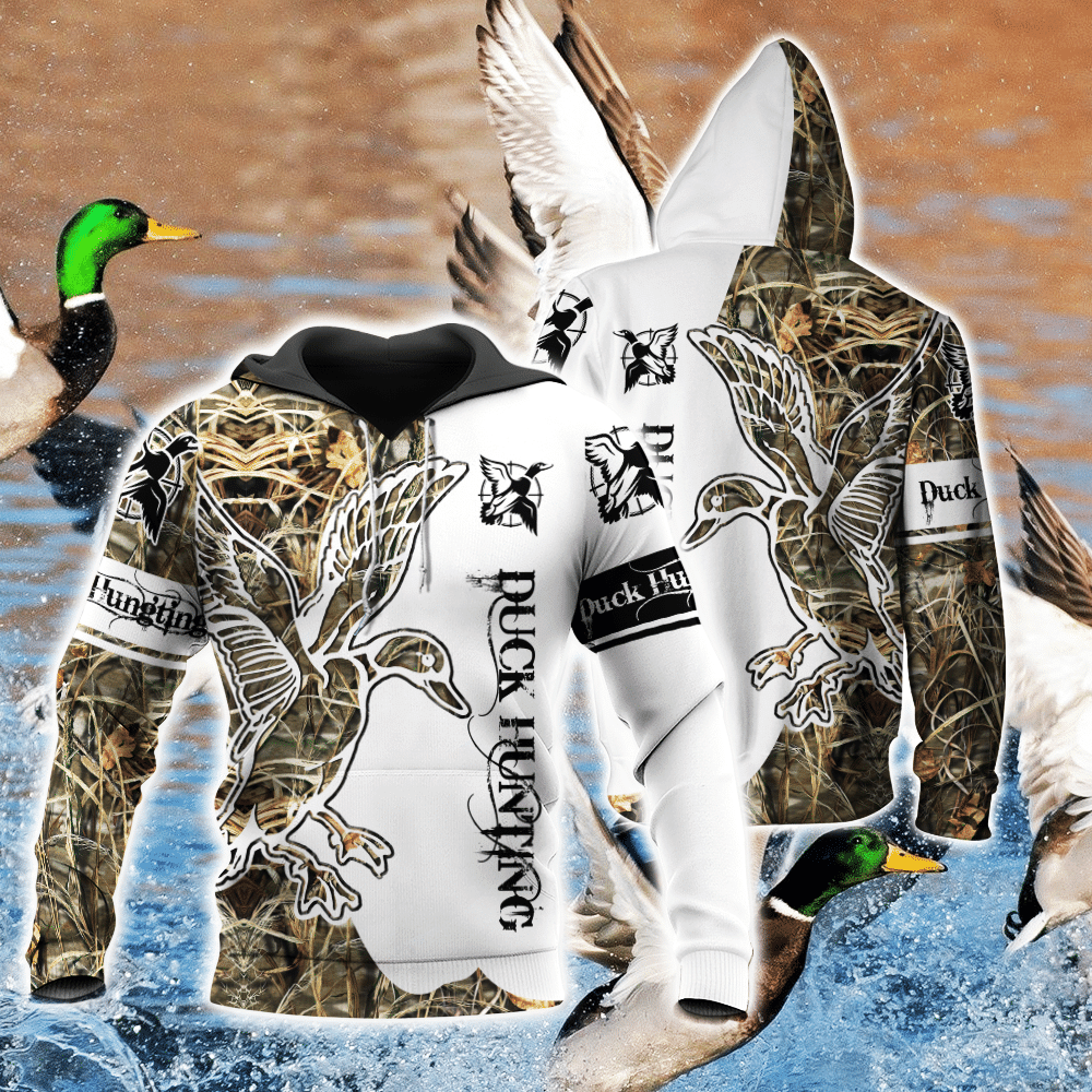 Duck Hunting White Camo Graphic Unisex 3d Hoodie