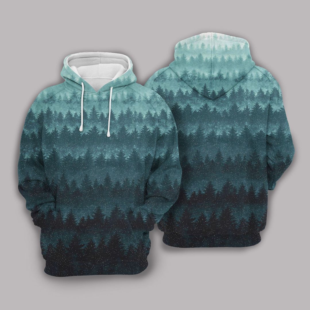 Pine Forest Teal Awesome Unisex 3d Hoodie
