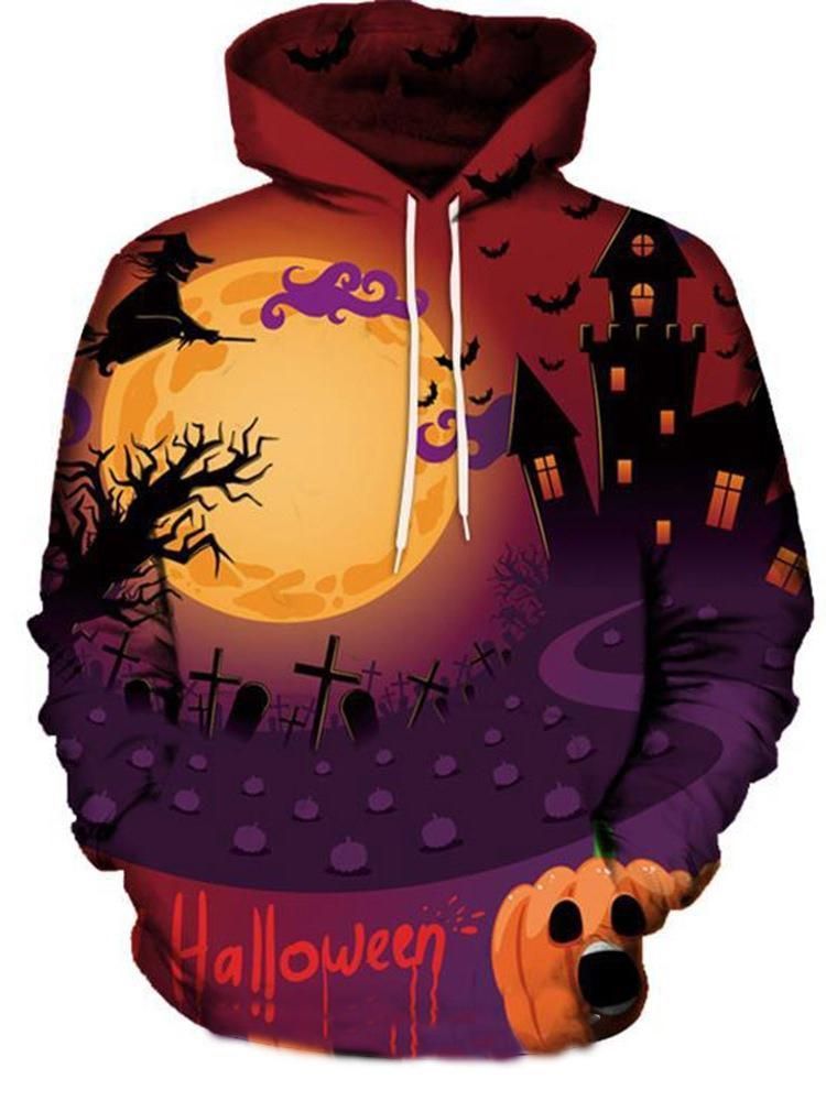 Awesome Halloween Purple Graphic Unisex 3d Hoodie All Over Print