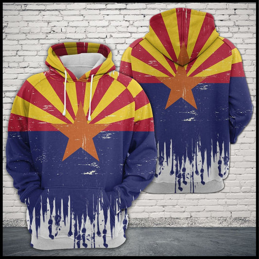 Arizona Flag Retro Unisex 3d Hoodie