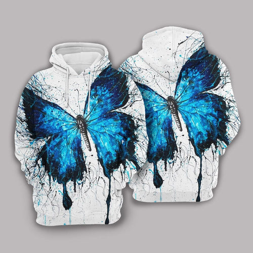 Butterfly Blue And White Unique Unisex 3d Hoodie
