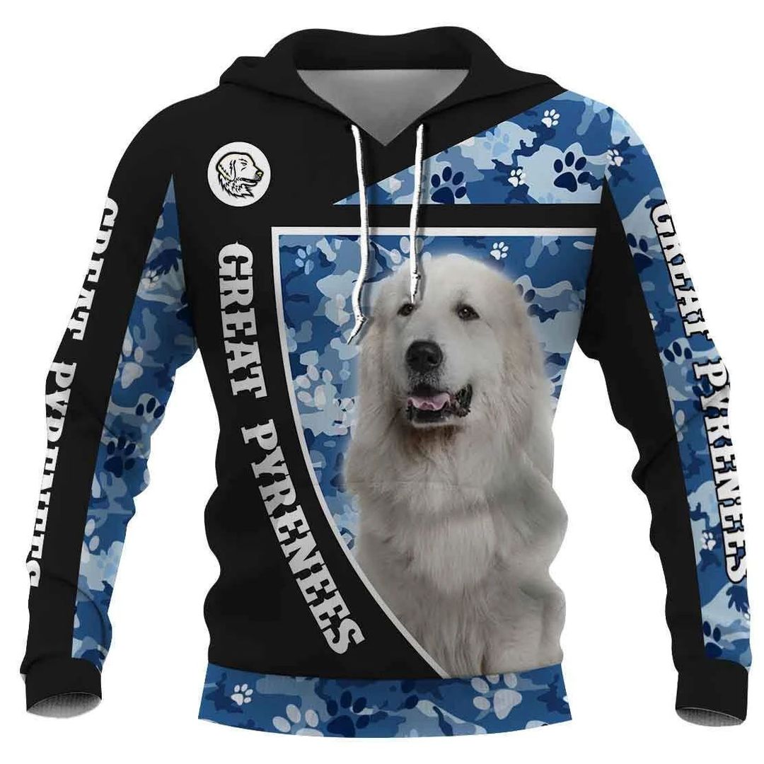 Great Pyrenees Dog Camo Pullover Unisex 3d Hoodie