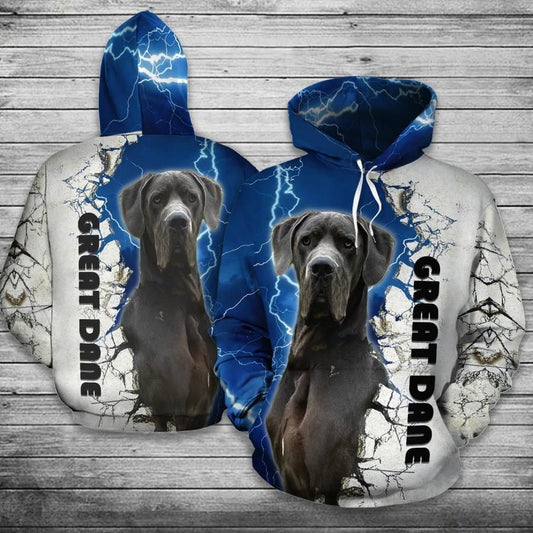 Great Dane Blue And White Cool Unisex 3d Hoodie