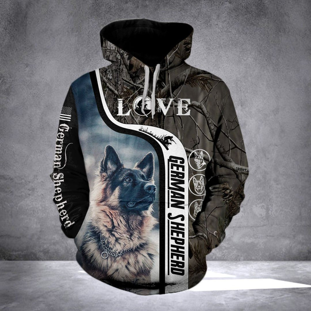 German Shepherd Black Camo High Quality Unisex 3d Hoodie
