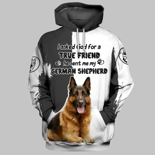German Shepherd Black And White Unique Unisex 3d Hoodie