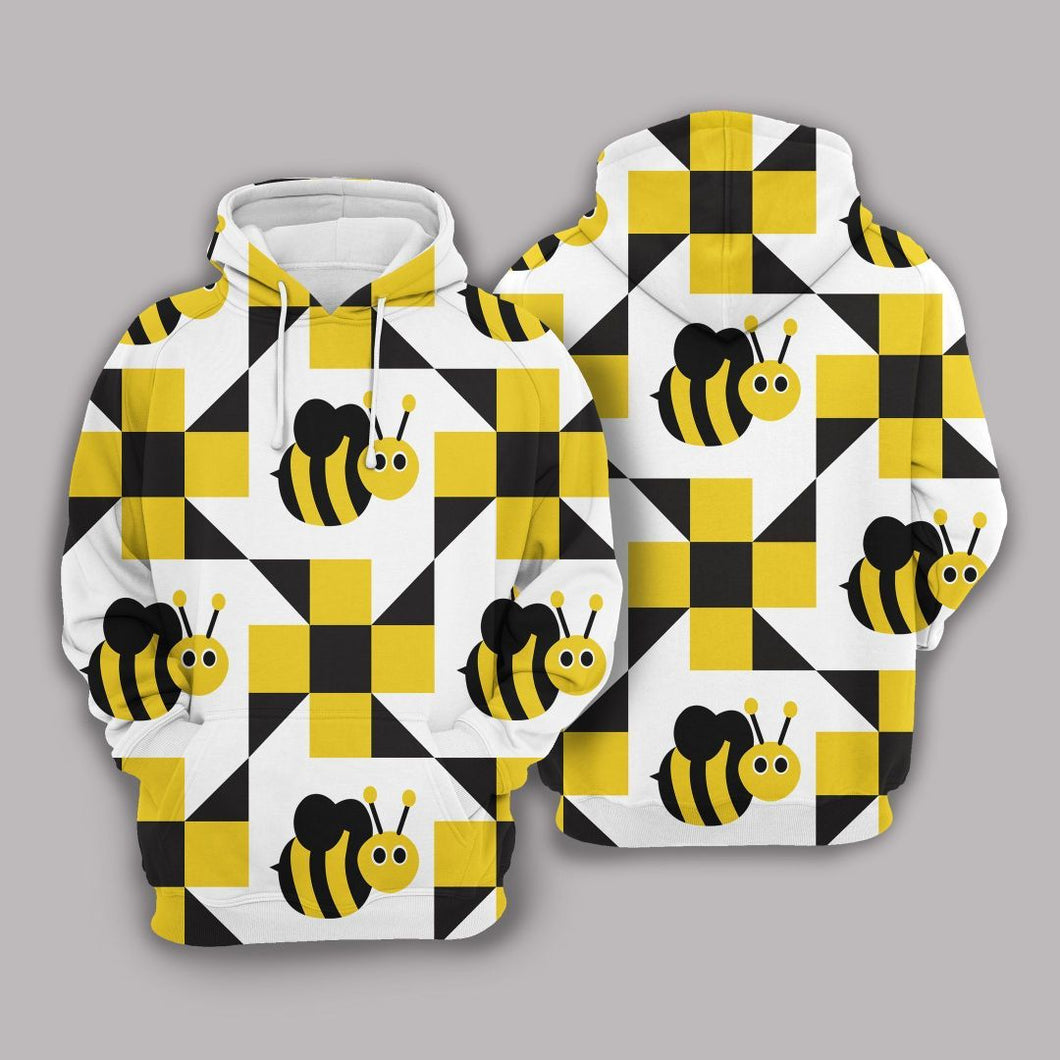 Bee Yellow High Quality Unisex 3d Hoodie