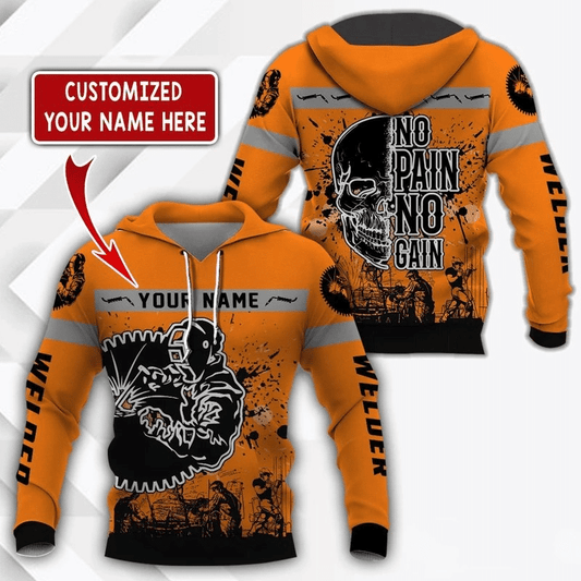 Customized Welder Orange Full Printed Unisex 3d Hoodie All Over Print