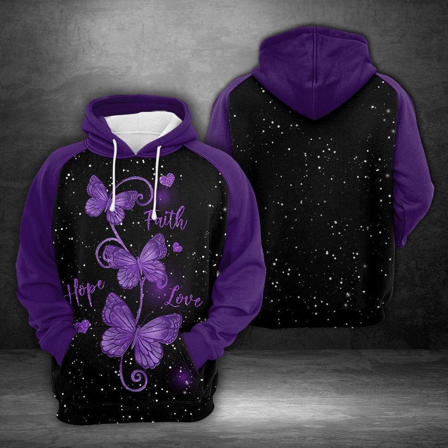 Beautiful Butterfly Black Purple Unisex 3d Hoodie