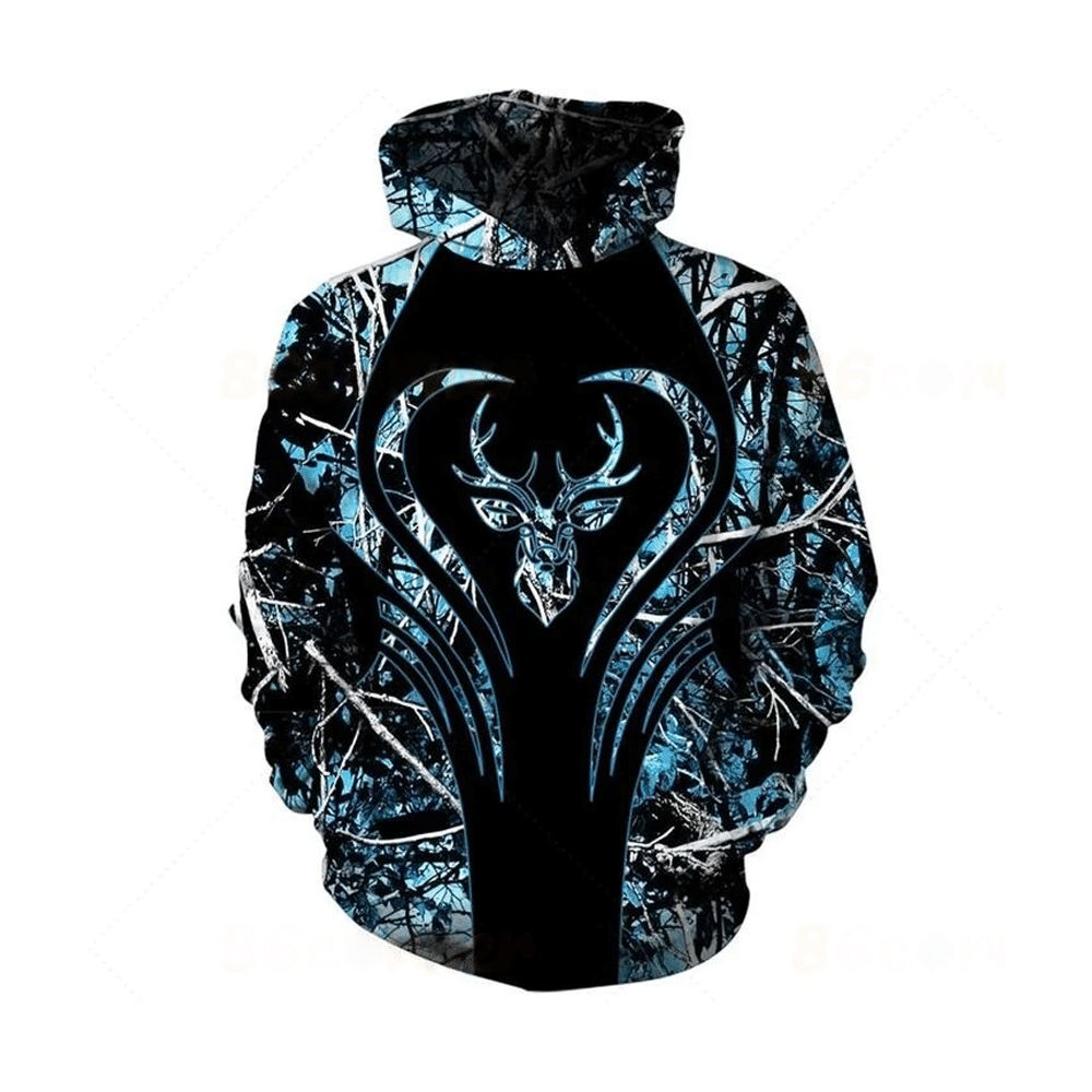 Awesome Blue Deer Camouflage Unisex 3d Hoodie