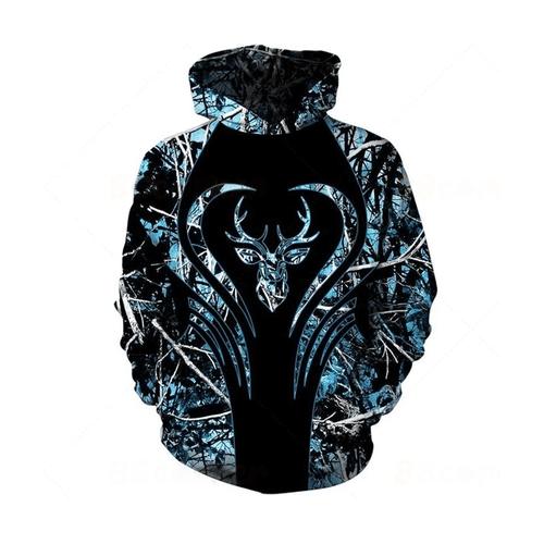Awesome Blue Deer Camouflage Unisex 3d Hoodie