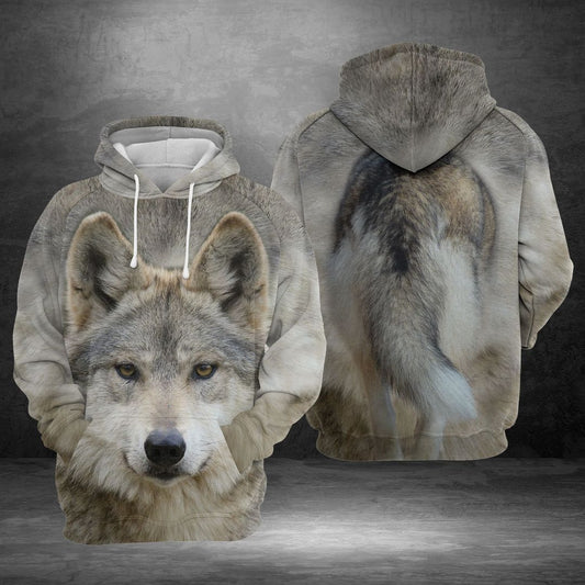 Funny Wolf Front And Back View Unisex 3d Hoodie