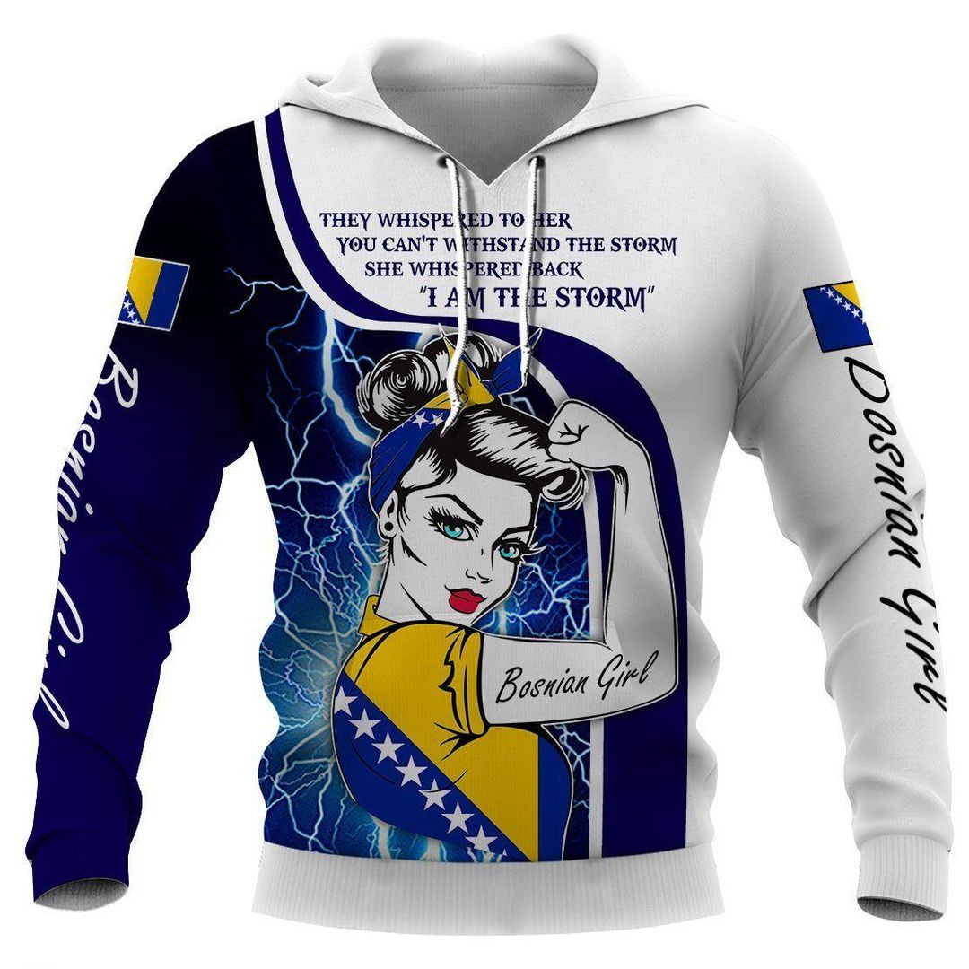 Bosnian Girl Blue And White Best Design Unisex 3d Hoodie