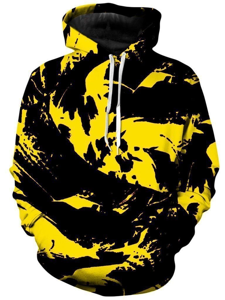 Black And Yellow Paint Splatter Pullover Unisex 3d Hoodie