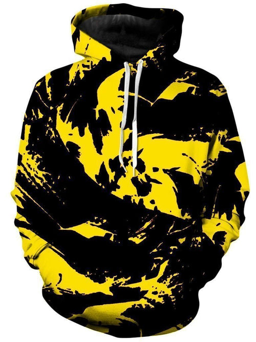 Black And Yellow Paint Splatter Pullover Unisex 3d Hoodie