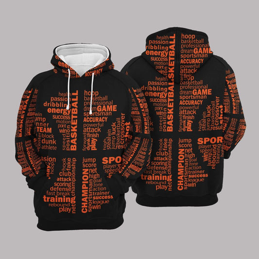 Basketball Black And Orange Popular Unisex 3d Hoodie