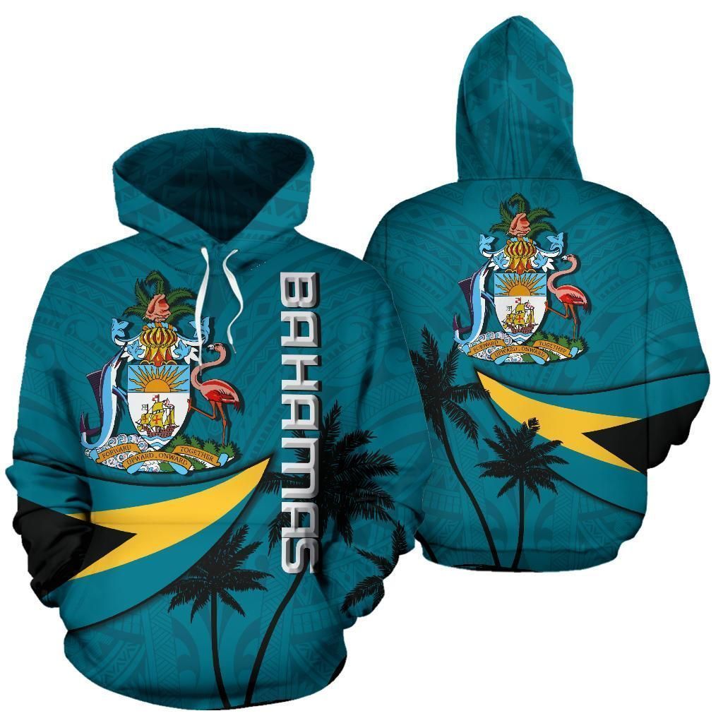 Bahamas Flag Over Ocean Teal Unisex 3d Hoodie