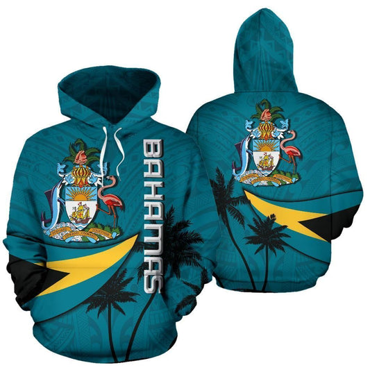 Bahamas Flag Over Ocean Teal Unisex 3d Hoodie
