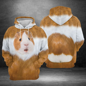 Funny Guinea Pig Back And Front View Unisex 3d Hoodie