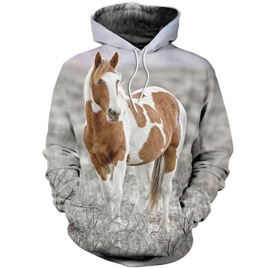 Pinto Horse Gray Cool Unisex 3d Hoodie