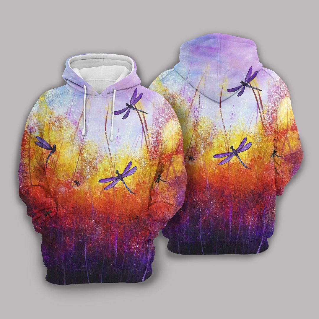 Purple Dragonfly Tie Dye Pullover Unisex 3d Hoodie