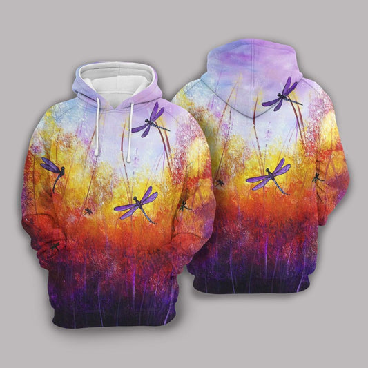 Purple Dragonfly Tie Dye Pullover Unisex 3d Hoodie