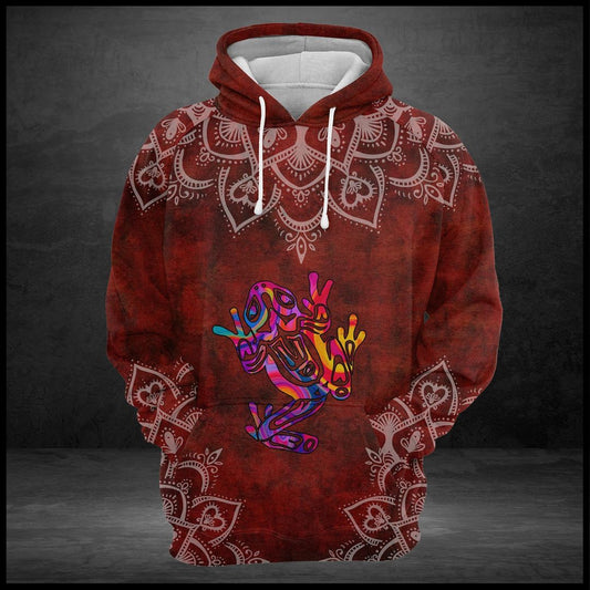 Frog Red Mandala Unisex 3d Hoodie